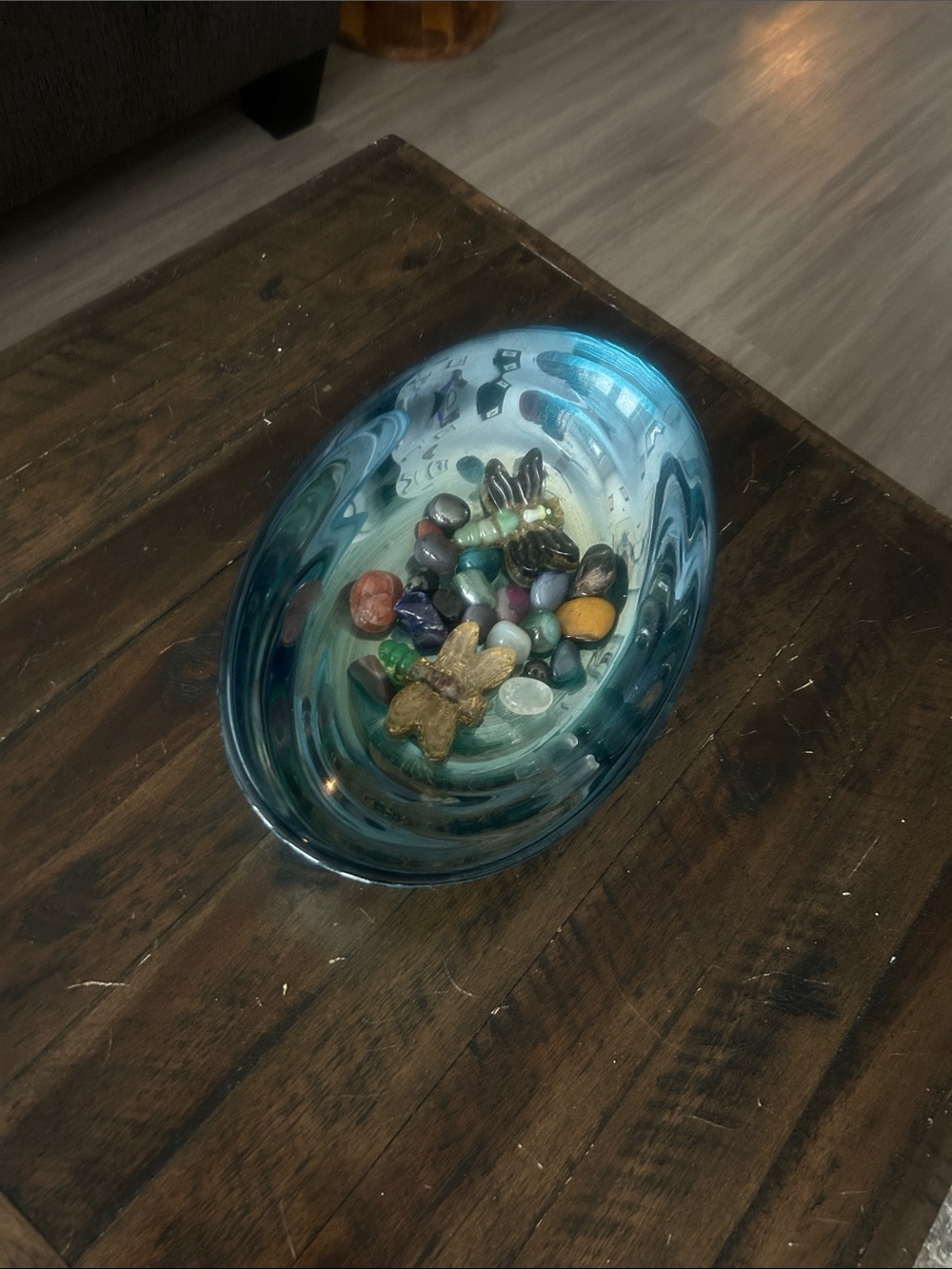 Blue & teal Glass Decorative Dish